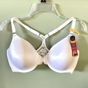 Maidenform 07112 Full Coverage Racerback Bra 38DD White Smooth Underwire New